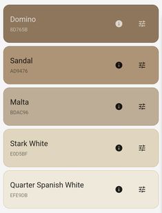 an iphone screen showing the different colors of paint samples in each color, including sand and white