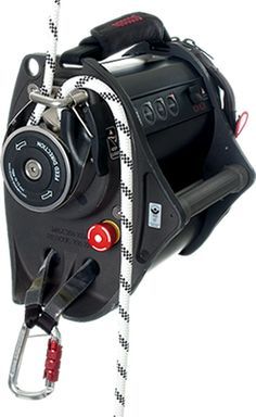 a black and white rope attached to a reel