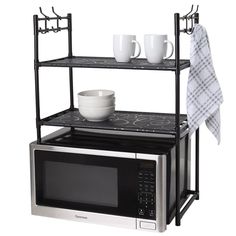 2-Tier Microwave Storage Rack Small Apartment Dining, Kitchen Counter Space, Microwave Storage, Ideas For Small Apartments, Mesh Shelf, Microwave Shelf, Space Optimization, Kitchen Counter Organization, Coin Café