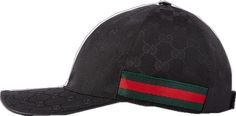 a black hat with a red, green and white stripe on the front of it