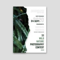 a brochure with water drops on it and the words wild nature photography contest