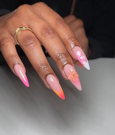 Acrylic Nails Cruise, Nails For Spain Trip, Summer Vacation Nails Acrylic, Nails Cruise, Gel Nails Ideas, Cruise Nails, Edgy Nails