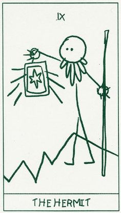 a drawing of a person holding a stick in front of an image of a star