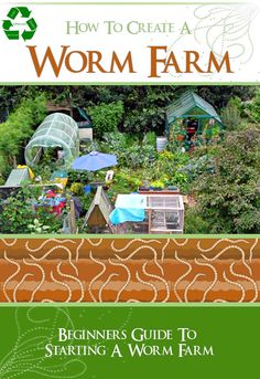 the book cover for how to create a worm farm, with an image of a garden and