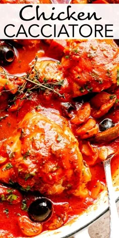 chicken cacciatore with olives in a red sauce