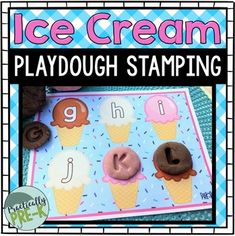 an ice cream playdough stamping game