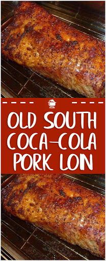 an old south cola - cola pork lon is cooking in the oven with text overlay