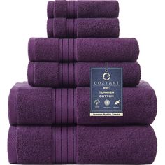 PRICES MAY VARY. EXTREME DURABLE & EXCELLENT QUALITY: This towel sets are made of 100% turkish cotton, 650GSM, it is ultra-soft and durable. These towels used a zig zag stitch (closed overlock), which is a more complicated and firmer stitching method than double-stitched hem, which enhances the durability of the towel. Enjoy the ultra-soft plush, fluffy premium bath towels. The Hotel & Spa quality bath towels for bathroom decor sets to provide the home a luxurious & elegant bathing design. REMAR Purple Bath Towels, Large Bath Towels, Purple Bath, Bath Clothes, Purple Towels, Spa Kitchen, Bathroom Hotel, Purple Bathrooms, Beach Bathroom