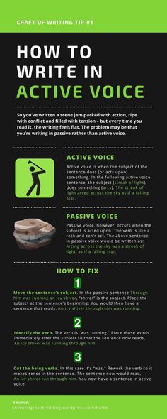 an info sheet describing how to write in active voice