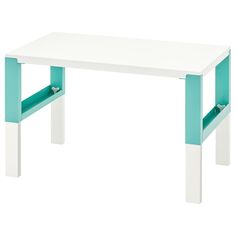 a white and blue table with two handles on each side, against a white background