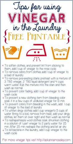 a recipe for using vinegar in the laundry with instructions on how to use it and how to use it