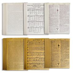 an open book with music notes on it and two pages in the same language,