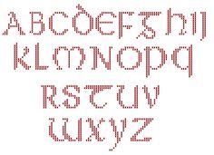 the font and numbers are made up of small dots in red, white and black