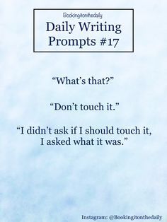 a blue sky with the words daily writing prompts 17