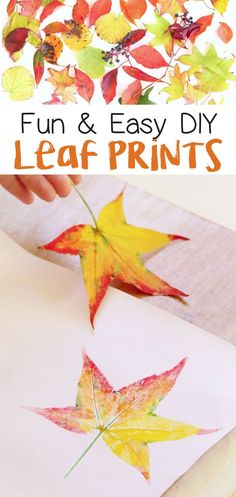 fall leaf art project for kids to make and do with leaves that are painted on paper