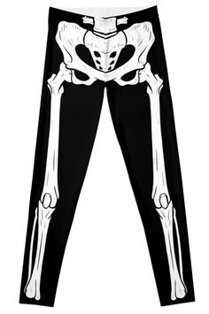 the skeleton leggings are black and white