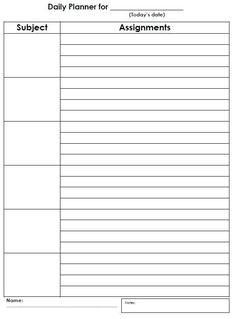 the daily planner for students is shown in this printable form, which includes tasks and instructions