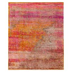 an orange, pink and yellow rug on a white background with lots of light colors