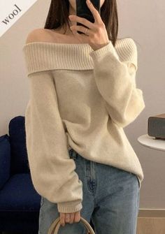 Off The Shoulder Knit Sweater, Off The Shoulder Knit, Knit Sweater Outfit, Looks Party, Off Shoulder Sweater, Knit Outfit, Looks Style, Dream Clothes