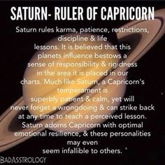 saturn - ruler of capricorn with caption in english and spanish on it