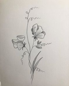 a drawing of some flowers on a piece of paper