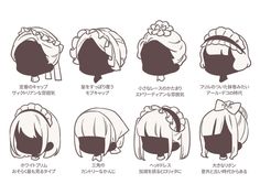 an anime character's head with different hairs and hair styles in various stages of development