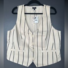 New With Tags, Express Striped Button Front Blazer Vest, Color - Black And White, Size - Large - Sold Out Online Description This Chic Vest Features A V-Neckline, Button Front, Welt Hand Pockets And A Striped Print. Features & Fabric Length: 21" Matching Sets: #03016383 & #09192615 Cotton/Spandex Machine Wash Imported Blazer Vest, Matching Sets, Cotton Spandex, Jackets For Women, Jackets & Coats, Product Description, Spandex, Blazer, Black And White