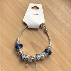 -Brand New -With Tags -Not Pandora -Super Cute -Fast Shipping Chunky Silver Jewellery, Blue Stone Bracelet, Gold Stretch Bracelet, Braided Rope Bracelet, Hotline Bling, Pandora Blue, Blue Charm, Classy Tattoos, Bracelet Charms