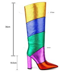 Women Pointed Toe Block Heel Boots Multicolor Handmade Colorful Patchwork Knee High Boots Boot Type: Modern Boots Shaft Material: Synthetic Outsole Material: RUBBER Upper Material: Synthetic Origin: Mainland China Season: Spring/Autumn Insole Material: PU Heel Type: Round Heels Lining Material: LYCRA Boot Height: Knee-High Item Type: BOOTS Fashion Element: Mixed colors Department Name: ADULT Toe Shape: Pointed toe Heel Height: High (5cm-8cm) With Platforms: No Style: Concise is_handmade: Yes Pattern Type: Solid Model Number: 1005005598999948 Fit: Fits true to size, take your normal size Closure Type: SLIP-ON Heel Height: 10.5 CM Packaging: With dusting bags and Box Important Note（size) 1.Please noted size will have 1-5mm error as handmade.onlymaker shoes are all handmade2.if your foot fat Round Heels, Rainbow Heels, Modern Boots, Botas Chelsea, Pride Colors, Mid Boots, Super High Heels, Block Heel Boots, Rubber Shoes