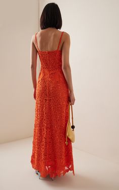 Phoenix Embroidered Lace Maxi Dress By Simkhai | Moda Operandi Jonathan Simkhai, Ankara Styles, Embroidered Lace, Moda Operandi, Orange Color, Designer Fashion, Phoenix