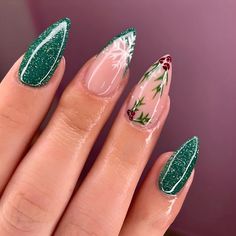 49816054825242 Christmas Nails Almond Acrylic, Almond Nails Designs For Christmas, Almond Winter Acrylic Nails, Mistletoe Acrylic Nails, Christmas Nails With Mistletoe, Green Almond Nails Christmas, Acrylic Almond Christmas Nails, Mistle Toe Christmas Nails, Green Mistletoe Nails