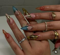 Jhene Aiko Theme Nails, Sade Nails Aesthetic, Jhene Aiko Nails, Singapore Nails, Sade Nails, Hand Drawn Nails, Natural Stiletto Nails, Aura Nail, Custom Press On Nails