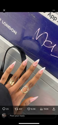 Classy Almond Nails, Almond Acrylic Nails Designs, Acrylic Toe Nails, Sassy Nails, Nude Nail, Acrylic Press On Nails, Colored Acrylic Nails, White Acrylic Nails, Work Nails