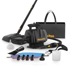 an image of a vacuum and accessories for cleaning