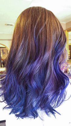 Blue Balayage, Purple Balayage, Hair Color Streaks, Purple Hair, Hair Designs, Redheads, Blue Purple, Dyed Hair, Hair Inspo