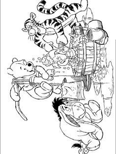 winnie the pooh and tigger cartoons coloring pages for kids to print out on