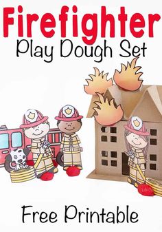 the firefighter play dough set is ready to be made into a fireman's house