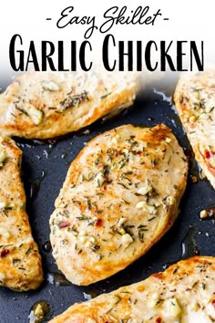 easy grilled garlic chicken with text overlay