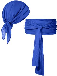 a blue headband and scarf on a white background