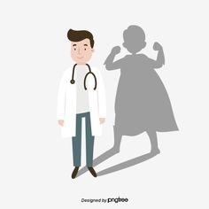 a man with a stethoscope standing next to a shadow of a doctor