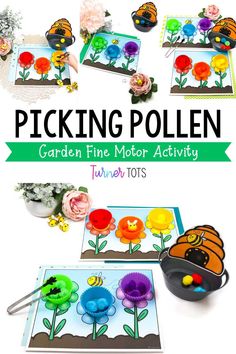 the garden fine motor activity is perfect for toddlers to practice picking pollen