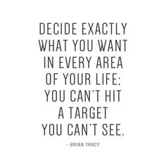 a quote that reads decide exactly what you want in every area of your life if you can't hit a target you can't see