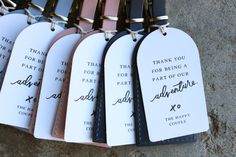 four tags that say thank you for being a part of our adventure