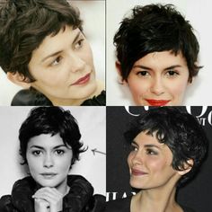 Audrey Tatou Hair Pixie, Audry Tatou Hair, Audrey Tautou Hair Pixie, French Pixie Haircut Curly, Audrey Tatou Hair, Vintage Pixie Cut, Pretty Short Hair