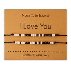 PRICES MAY VARY. ♥ Morse Code Bracelet ♥ TWO MORSE CODE bracelets with a hidden message. Morse Code is an Alphabet or Code in which Letters are represented. Each Character is Represented by a unique sequence ♥ Adjustable Size ♥ The length is 5"- 10.5", no worried about size, Adjust slip-on smooth rope allows wearers to create the perfect fit, great for Unisex Adult, Teen Girls, Boys, Little Girls ♥ Perfect Gifts ♥ Well packed in a pretty velvet gift bag include 2 bracelets, one secret message ca Bracelets Morse Code, Couples Matching Bracelets, String Friendship Bracelets, Family Bracelet, Code Morse, Family Bracelets, Morse Code Bracelet, Diy Bracelet Designs, Bracelet Friendship