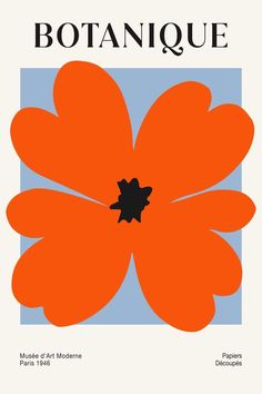 an orange flower on a blue and white background with the words, botanique