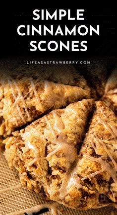 some cinnamon scones are stacked on top of each other