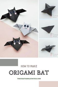 How to Make Origami Bat Origami Bats, Origami Bat, Halloween Origami, Paper Bat, Halloween Fest, Folding Origami, How To Make Origami, Halloween Crafts Decorations, Easy Origami