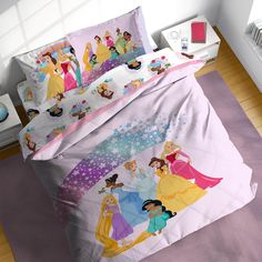 this is a bed with princesses on it