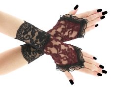 Lace gloves are a classic and elegant accessory that can add a touch of sophistication to any outfit, especially for women. Whether worn with a formal dress for a special occasion or with a more casual ensemble to add a bit of flair, lace gloves have a timeless appeal that can elevate any look. They are often associated with femininity and grace, making them a popular choice for adding a delicate and romantic touch to one's style. fingerless gloves short of lace for gothic style  short fingerless gloves for womens, evening gloves in gothic, burlesque, vintage or occasions style, short gloves, handcrafted gloves they come up to just above the wrist, wrist warmers made from highly stretch fabric for the perfect fit, womens gloves contains : pair, fabric 1 : lace, fabric basic : elastic lace, Goth Gloves, Victorian Gloves, Gothic Burlesque, Burlesque Vintage, Gloves Lace, Lace Fingerless Gloves, Gothic Costume, Elegant Gloves, Brown Gloves